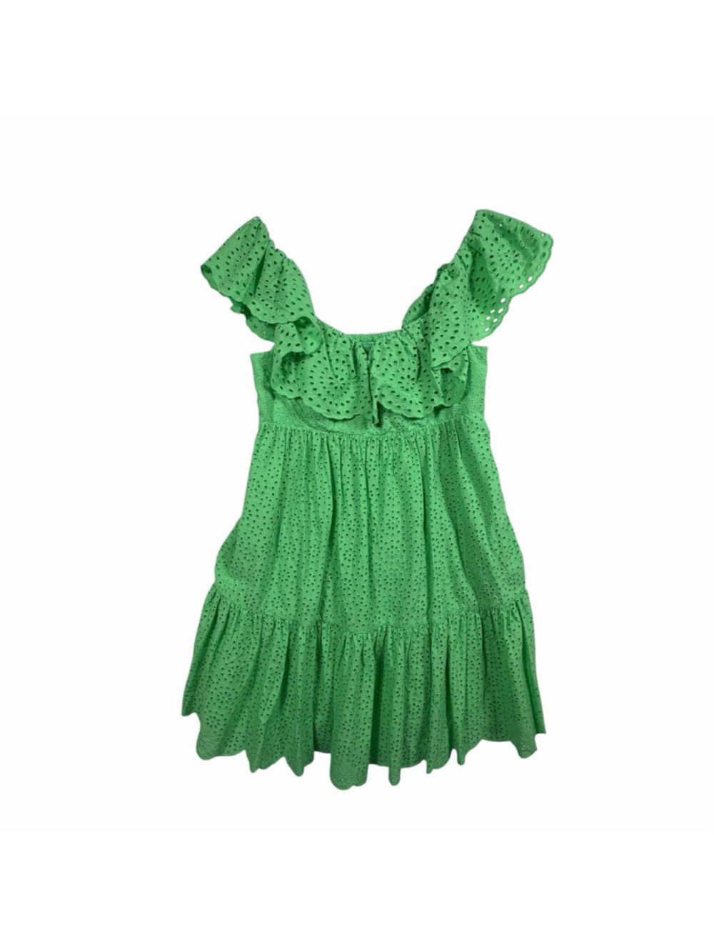 Lilly Pulitzer Eyelet Dress Green Smocked Ruffle Summer Boho Size Women's Size 4 - Picture 2 of 10